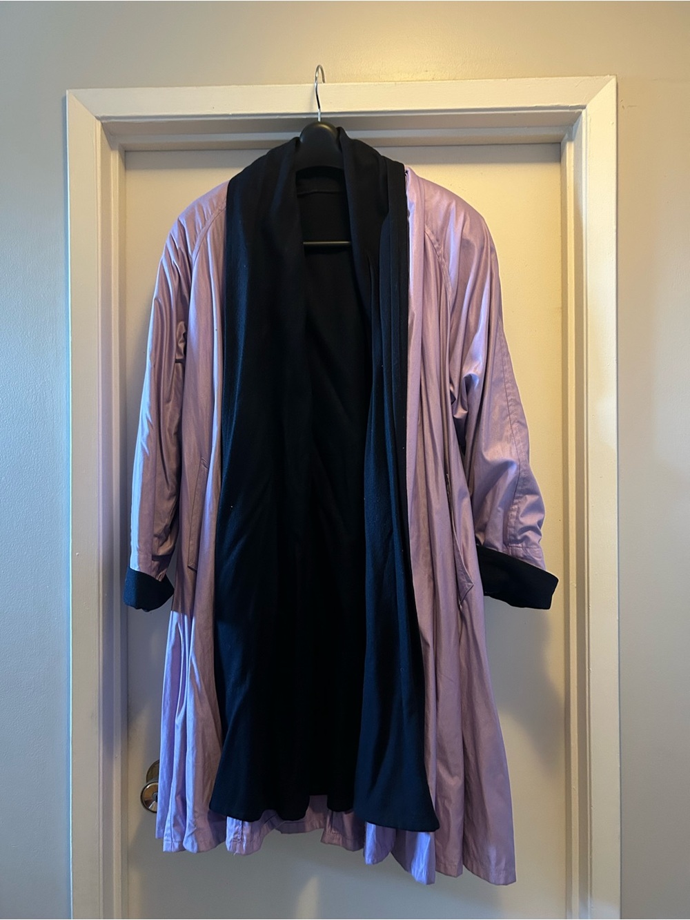 Lavender and Black Lightweight Duster Coat - Women's 2 layers Jacket